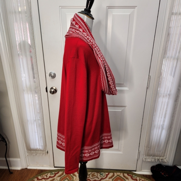 Kim Rogers Red and White Pull Over and Detachable Scarf Size XXL Plus - Picture 5 of 7